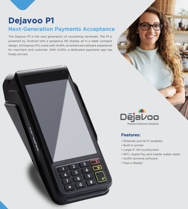 Dejavoo P1 payment terminal product information